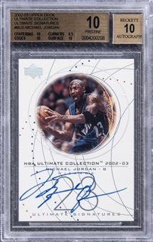 2002-03 Upper Deck "Ultimate Collection" Ultimate Signatures #MJ-S Michael Jordan Signed Card – BGS PRISTINE 10/BGS 10